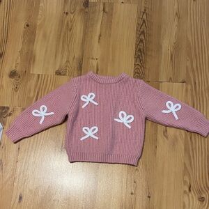 SHEIN Pink Sweater with White Bow Accents